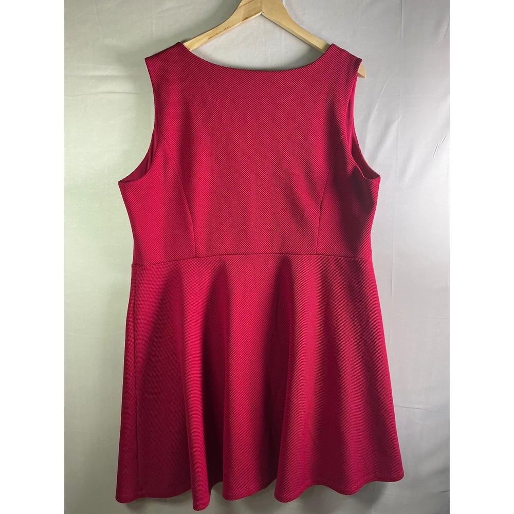 Torrid Red Textured Pique V-Neck Skater Dress Plus Size 3 Sleeveless Fit & Flare - Picture 6 of 8